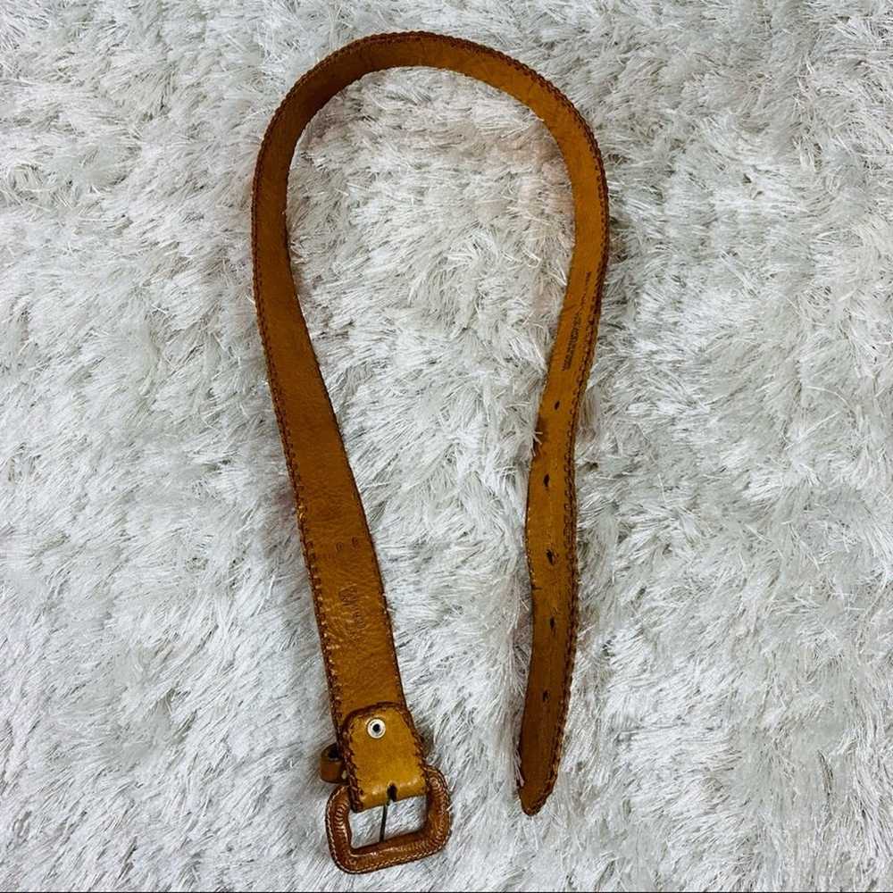 Vintage Leather Bright Woven Camel Belt Sz 30 - image 9