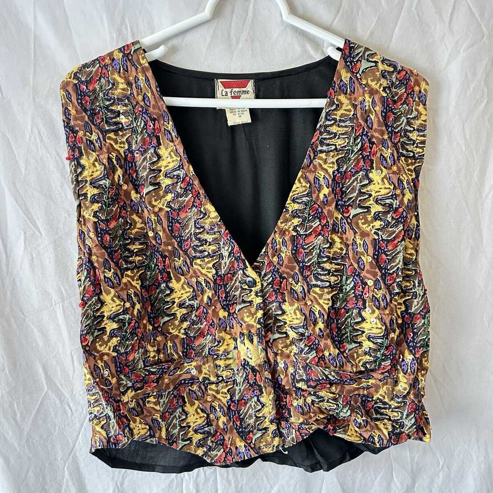 Vintage 70s Maximalist Vest Top Medium Eclectic A… - image 1