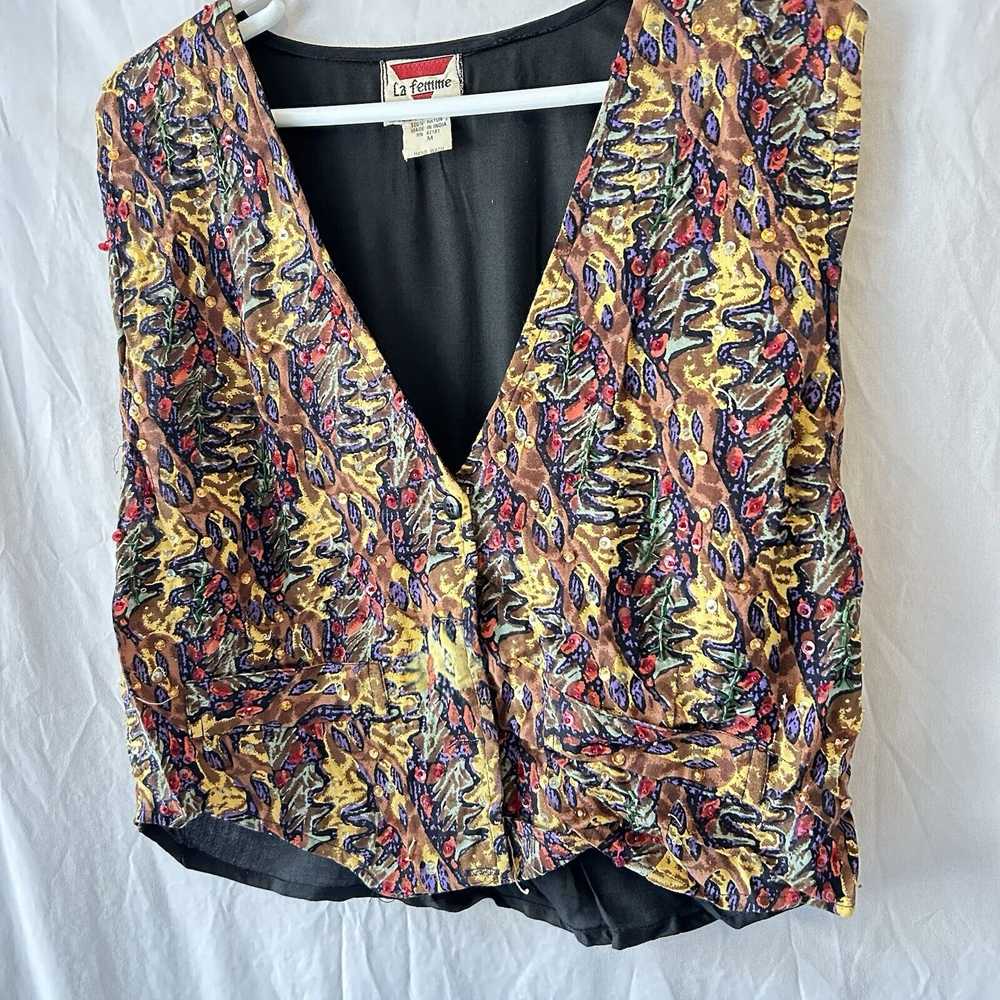 Vintage 70s Maximalist Vest Top Medium Eclectic A… - image 3