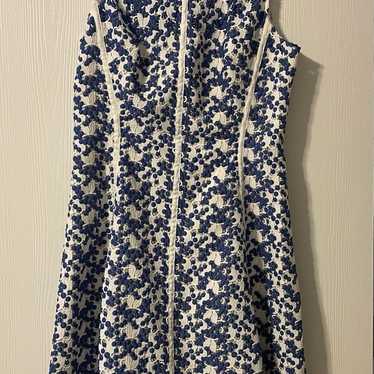 Lela Rose blue and white dress