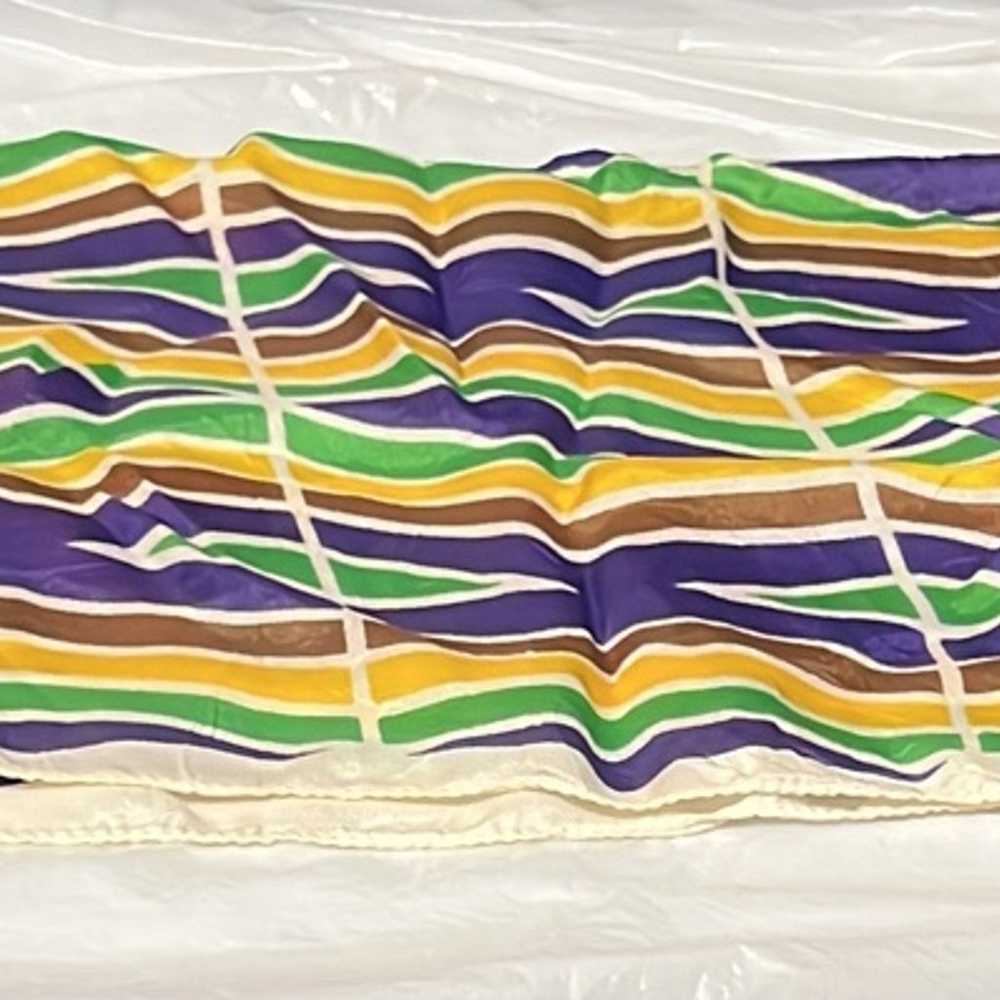 Purple Green & Yellow Striped Vintage Silk Scarf … - image 3