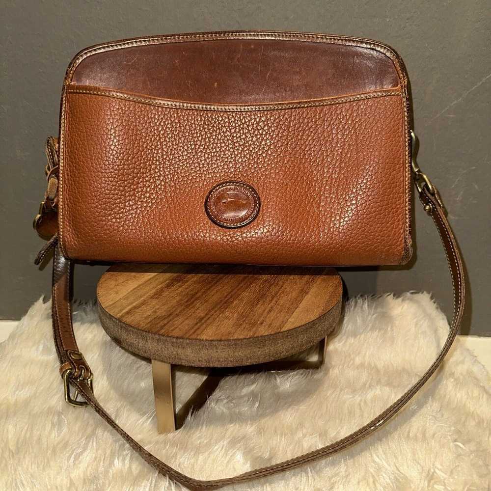 Vintage Dooney and Bourke Tan Leather Crossbody H… - image 2