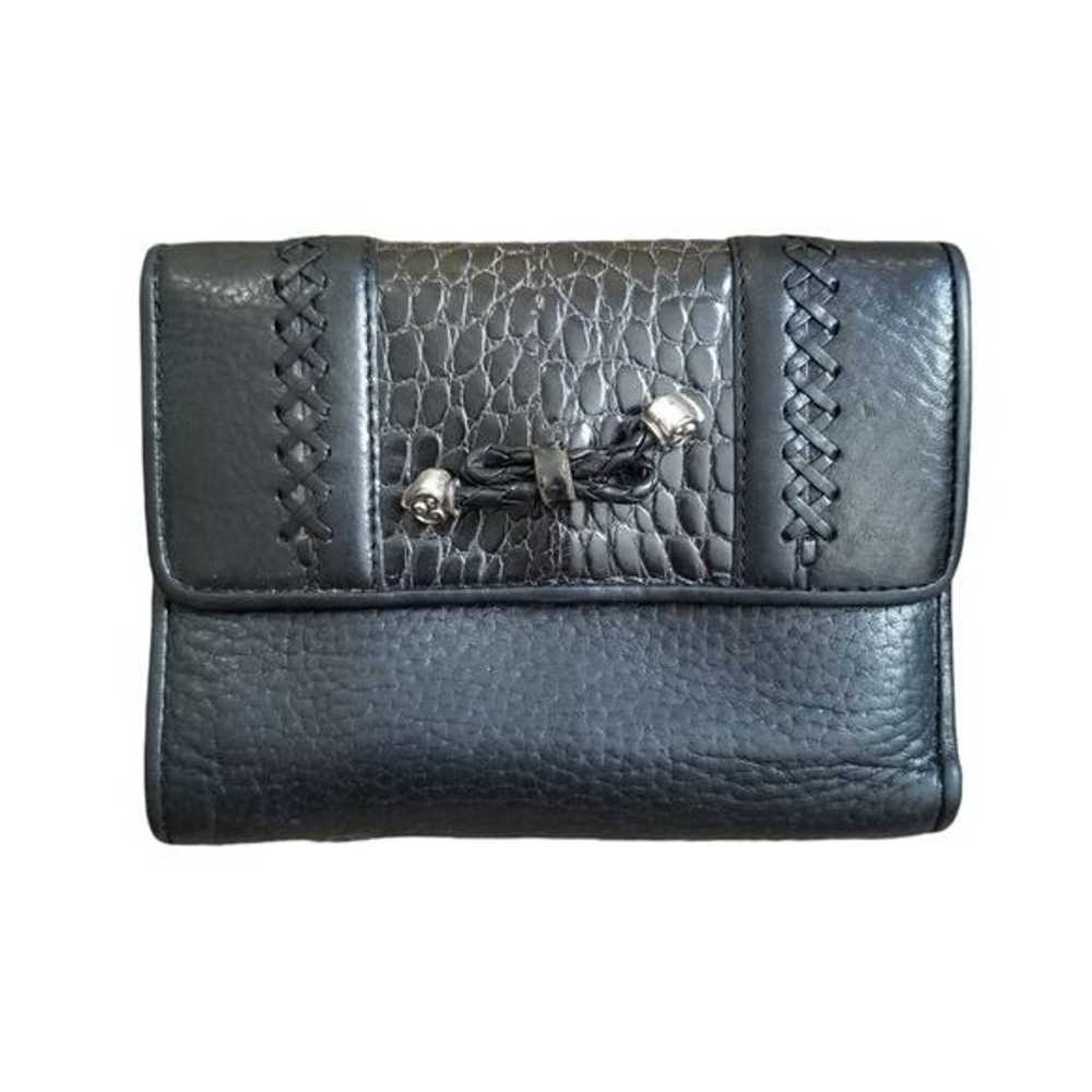 Brighton Croc Embossed Braided Leather Tri-Fold W… - image 1