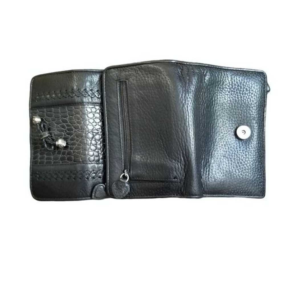 Brighton Croc Embossed Braided Leather Tri-Fold W… - image 3