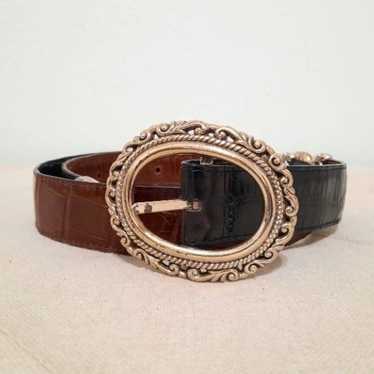 Vtg. Brighton Black Brown Reverse Belt