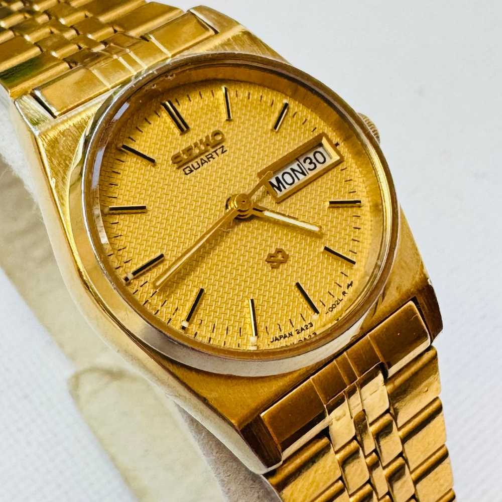 Vintage Seiko SQ Day/Date Women's Gold Plated Dre… - image 2