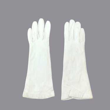 Vintage White Cream Leather Gloves X Small