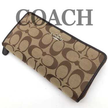 COACH Signature Wallet Long Wallet Round Zipper Ca