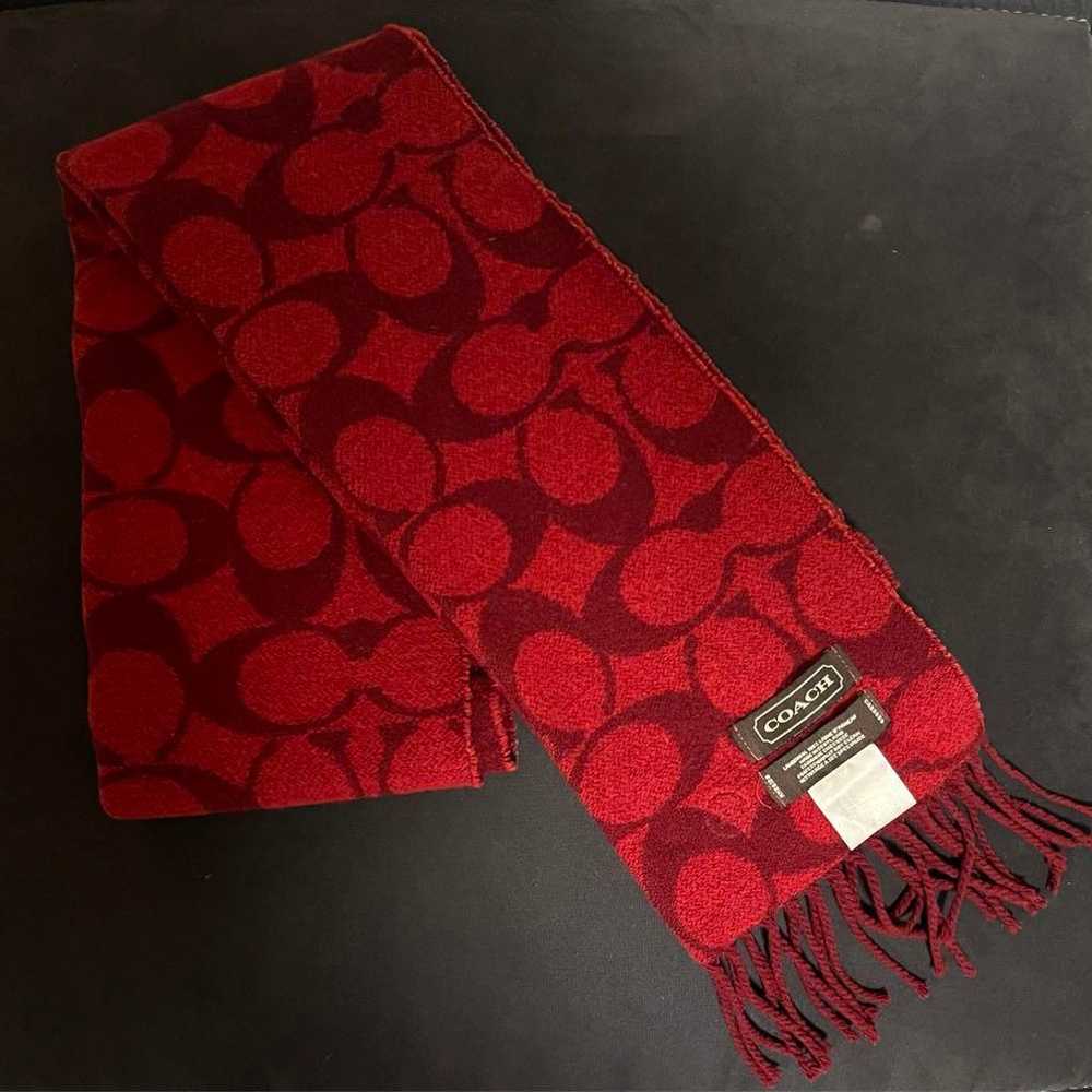 Vintage COACH Signature Wool Scarf Red - image 1