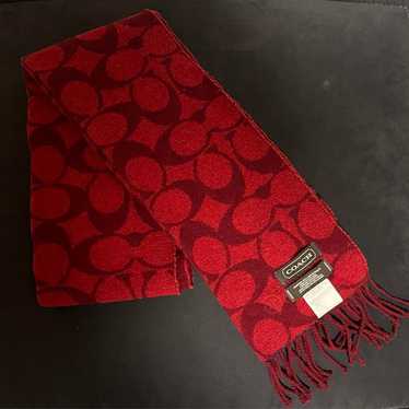 Vintage COACH Signature Wool Scarf Red - image 1