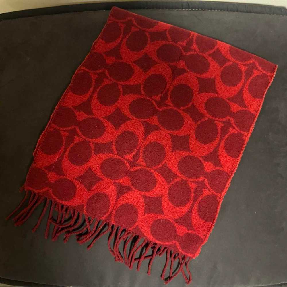 Vintage COACH Signature Wool Scarf Red - image 4