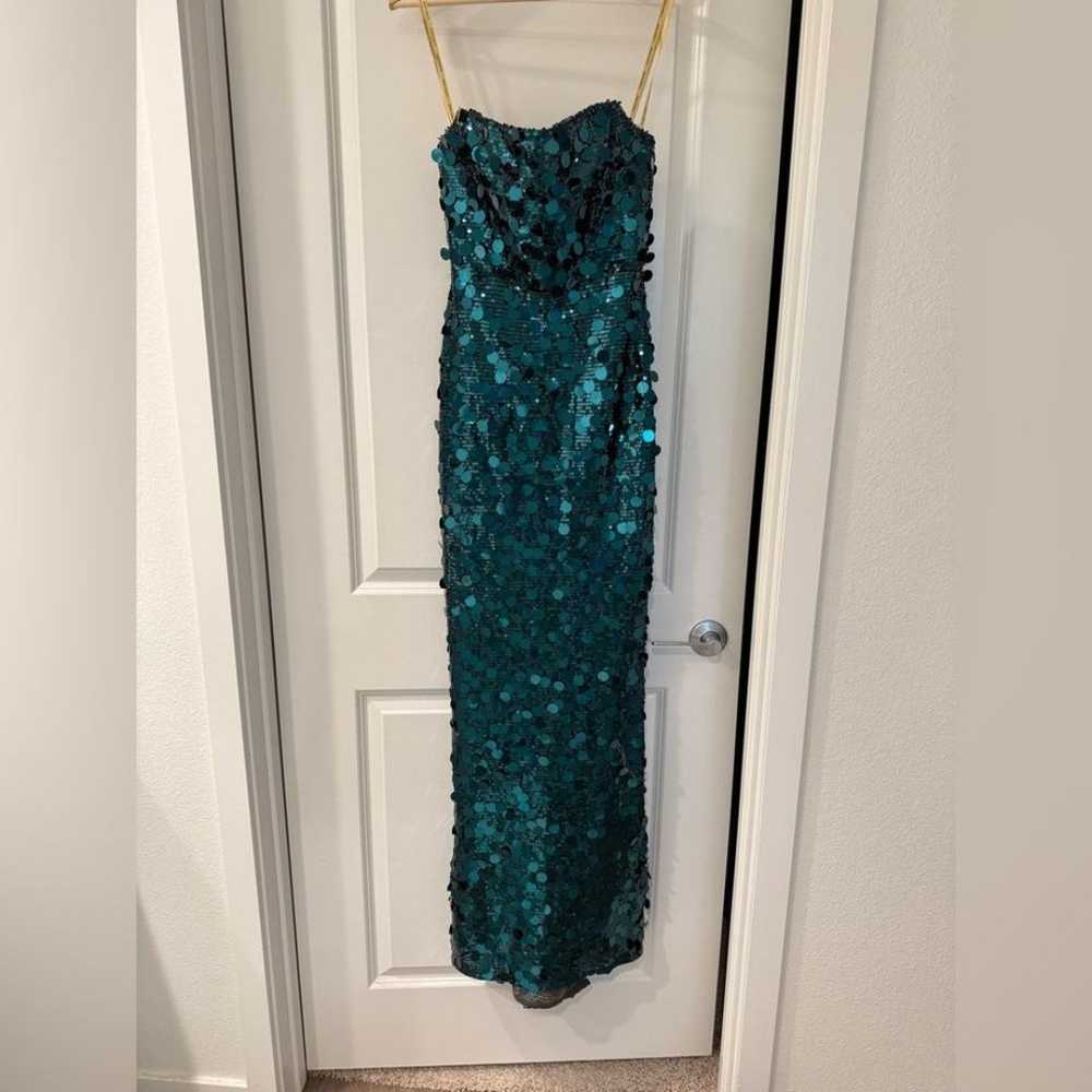 NWOT BRONX AND BANCO FARAH TEAL STRAPLESS GOWN - image 11