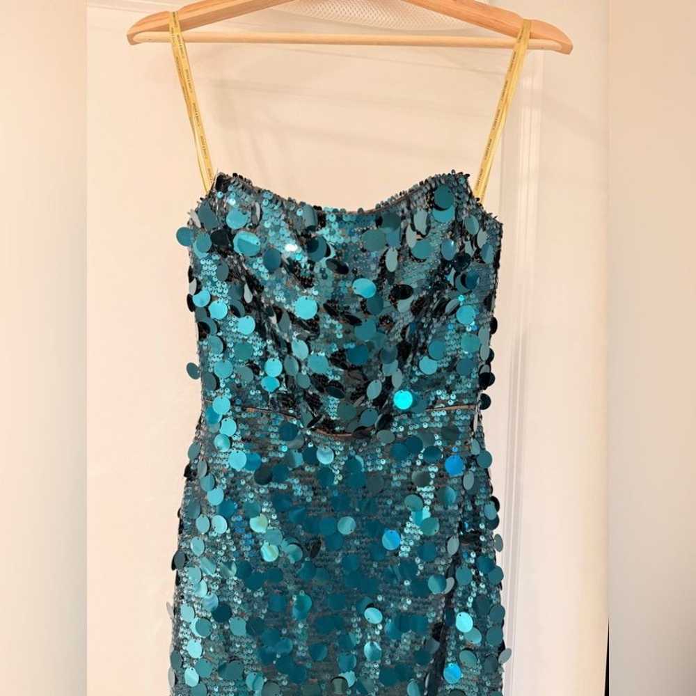 NWOT BRONX AND BANCO FARAH TEAL STRAPLESS GOWN - image 12