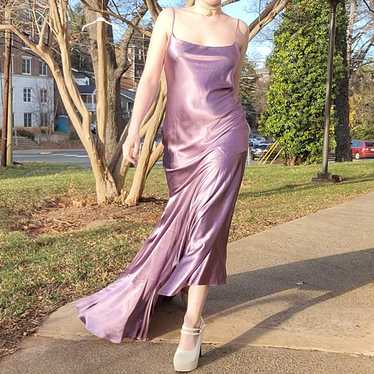 ❝ Reem Acra NWT lilac silk satin asymmetrical slip