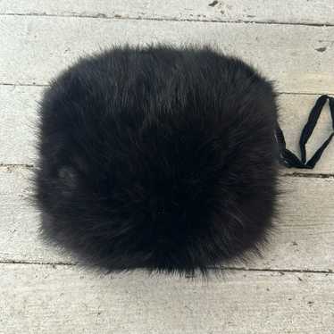 Vintage 1940s Real Fur Hand Muff With Interior Zi… - image 1