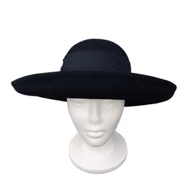 VTG Betmar 80's Wide Brim Black Bowler Style Wool 