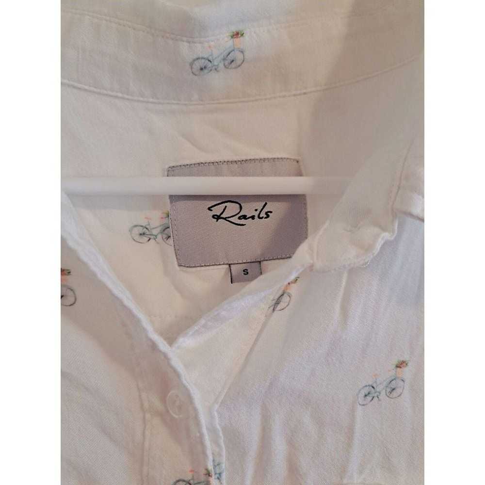 Rails White Button Down Shirt Bicycle Print Soft … - image 3