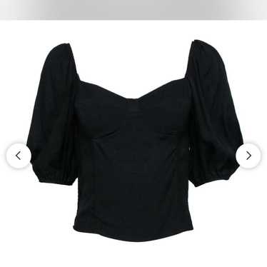 Reformation Black Puff Sleeve Blouse