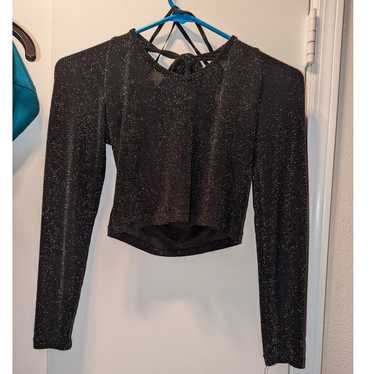 Bebe Glitter Tie Back crop top