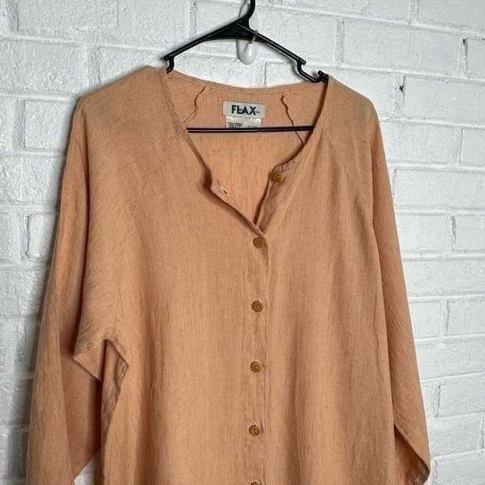 Flax Linen Tunic Button Front Peachy Orange size … - image 3