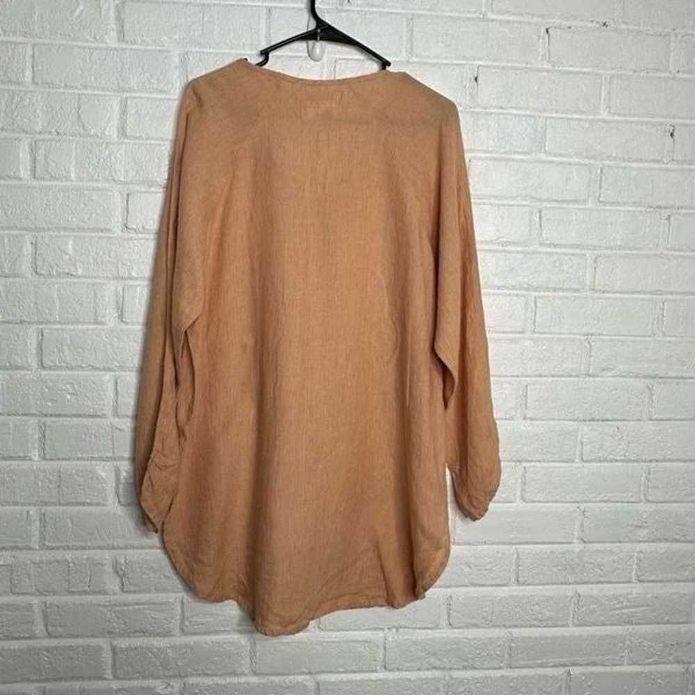 Flax Linen Tunic Button Front Peachy Orange size … - image 4