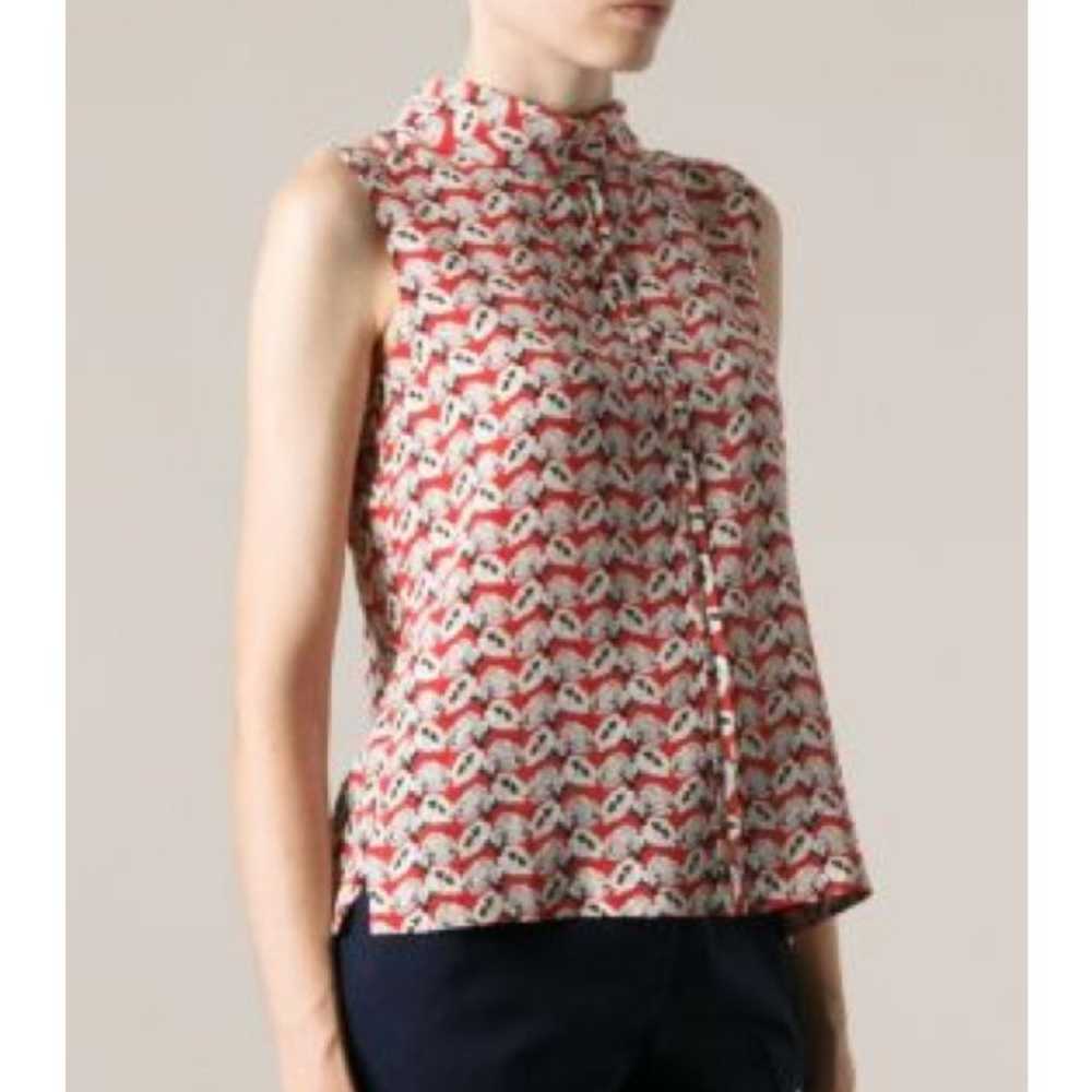 Tory Burch Silk Sleeveless Top Women 6 Red White … - image 1