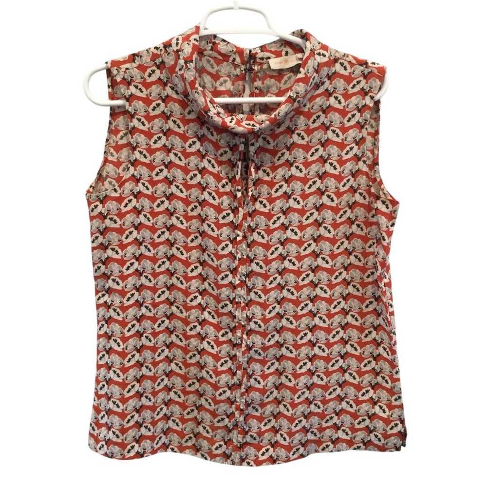 Tory Burch Silk Sleeveless Top Women 6 Red White … - image 2