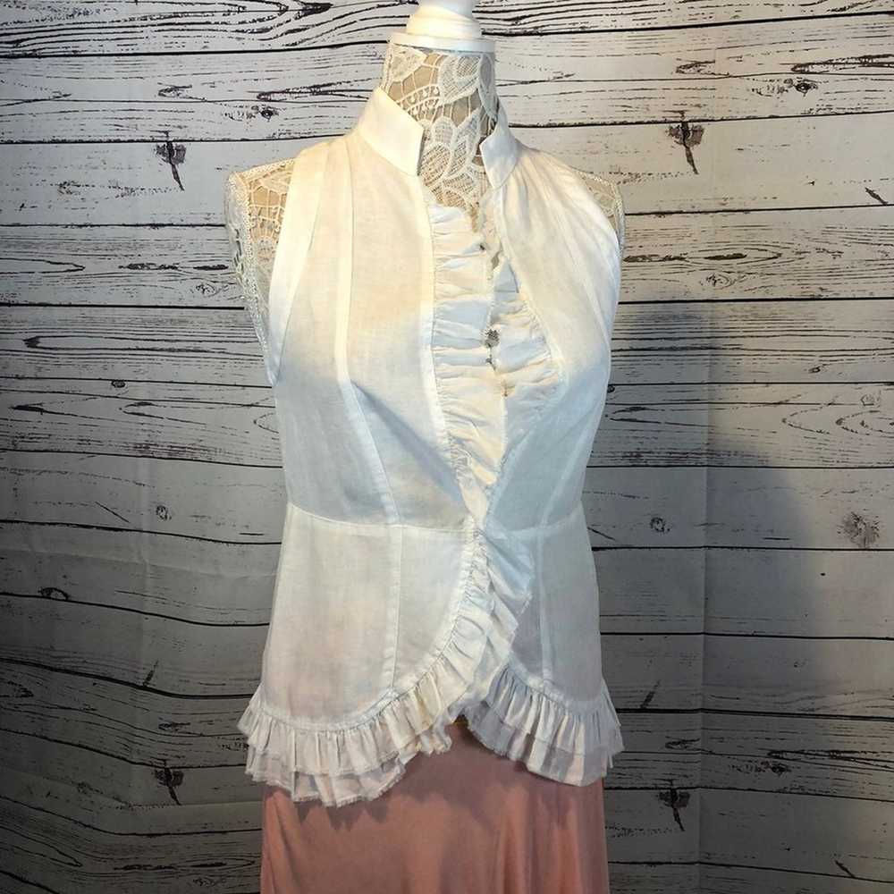 Subtle Luxury LinenWhite top with ruffels size sm… - image 2