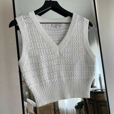 Vince White 100 Cotton Crochet Knit Vest Top - image 1