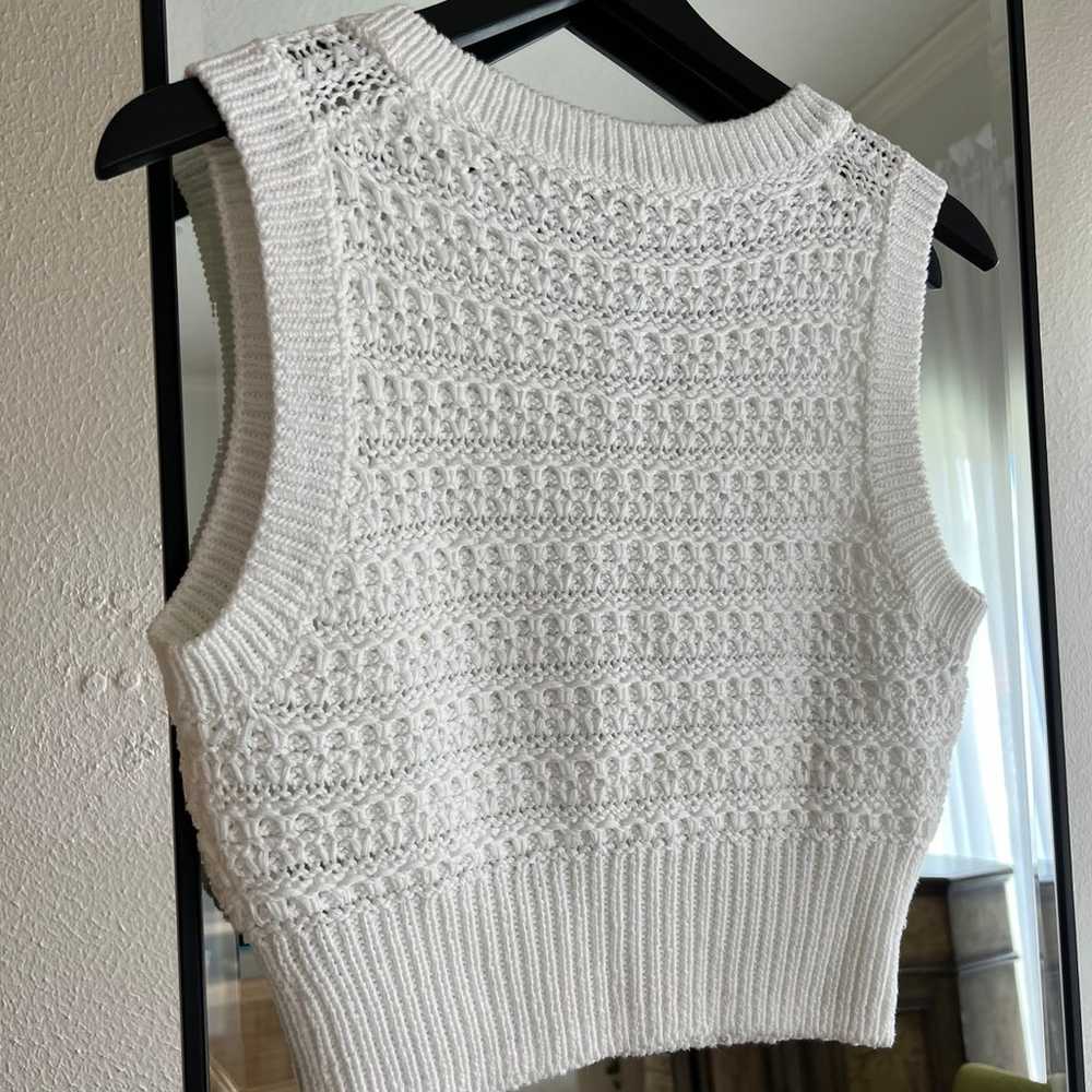 Vince White 100 Cotton Crochet Knit Vest Top - image 3