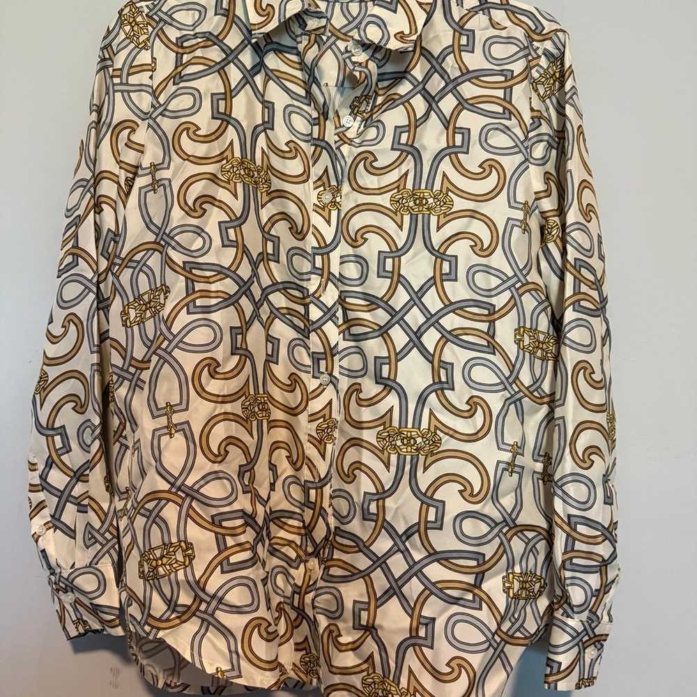 J. McLAUGHLIN Womens Button Shirt Size S Silk/Vis… - image 1