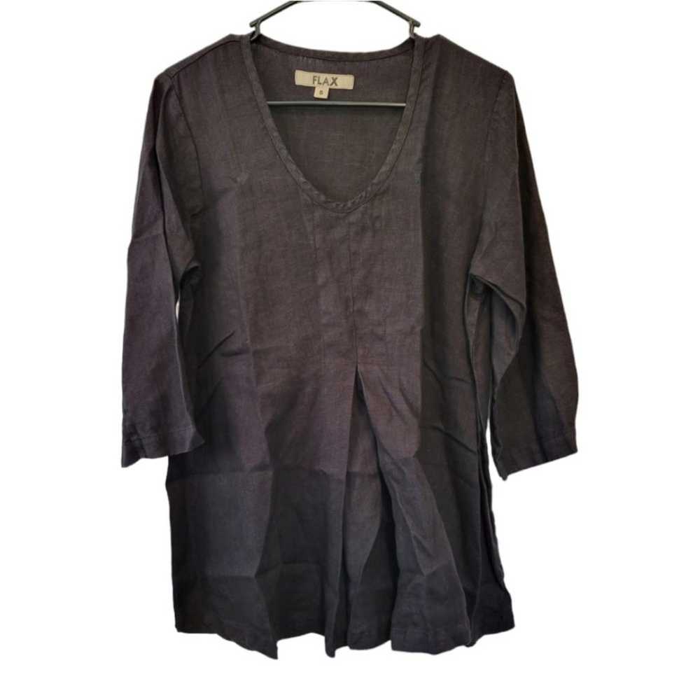 Flax Black Linen Tunic Top Size Small Lagenlook - image 1