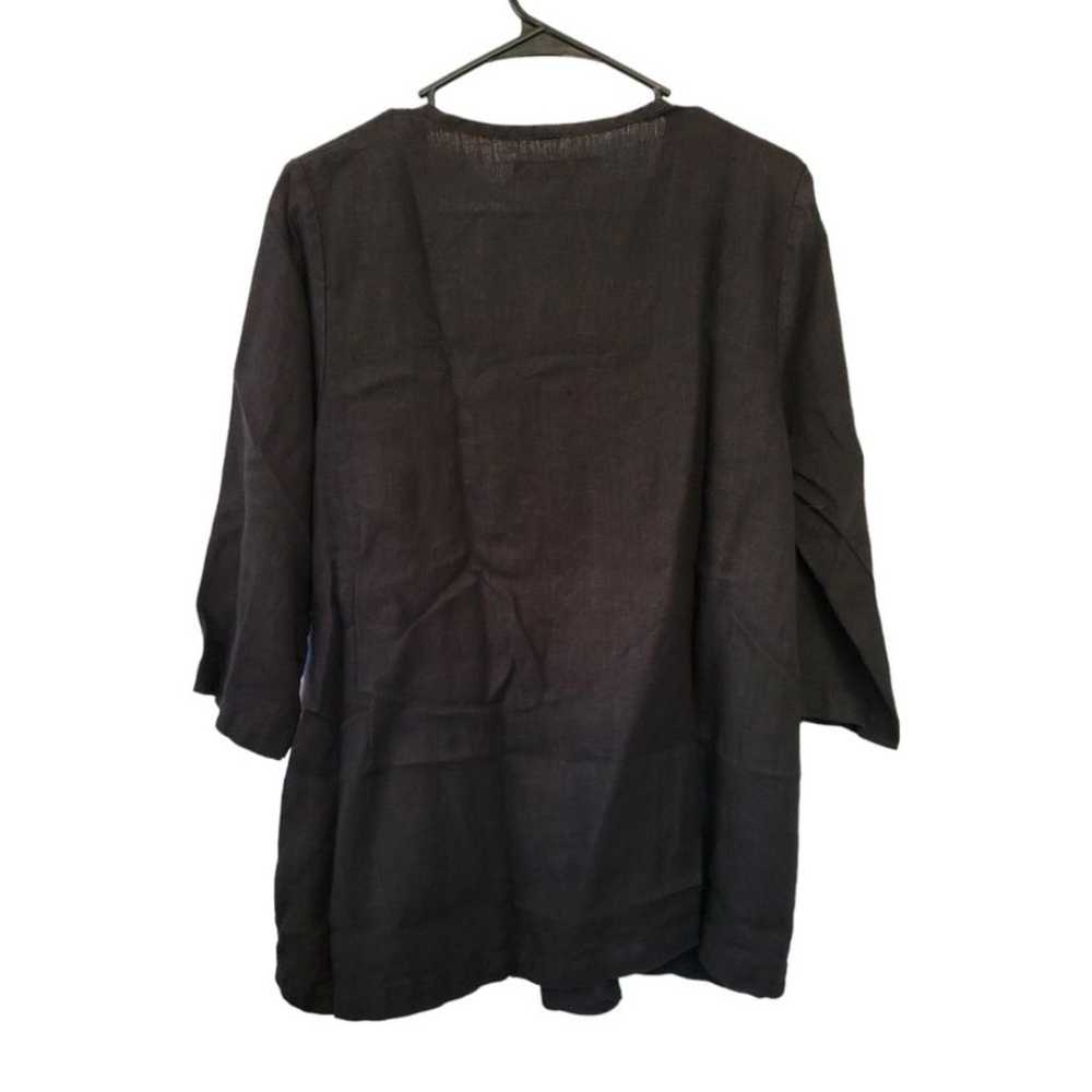 Flax Black Linen Tunic Top Size Small Lagenlook - image 2