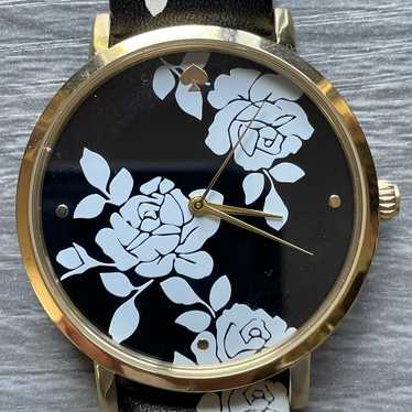 KATE SPADE 38mm Metro Black Floral Leather Strap R