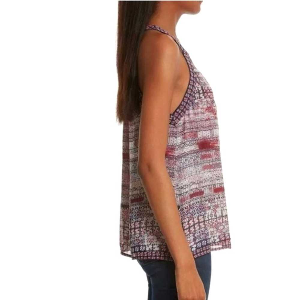 Joie Silk V Neck Sleeveless Print Blue Red Lightw… - image 5