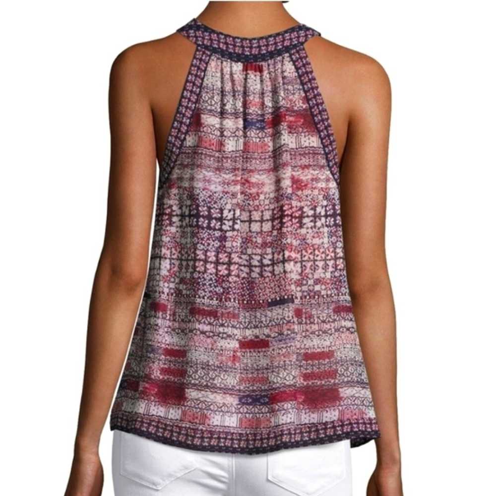 Joie Silk V Neck Sleeveless Print Blue Red Lightw… - image 7