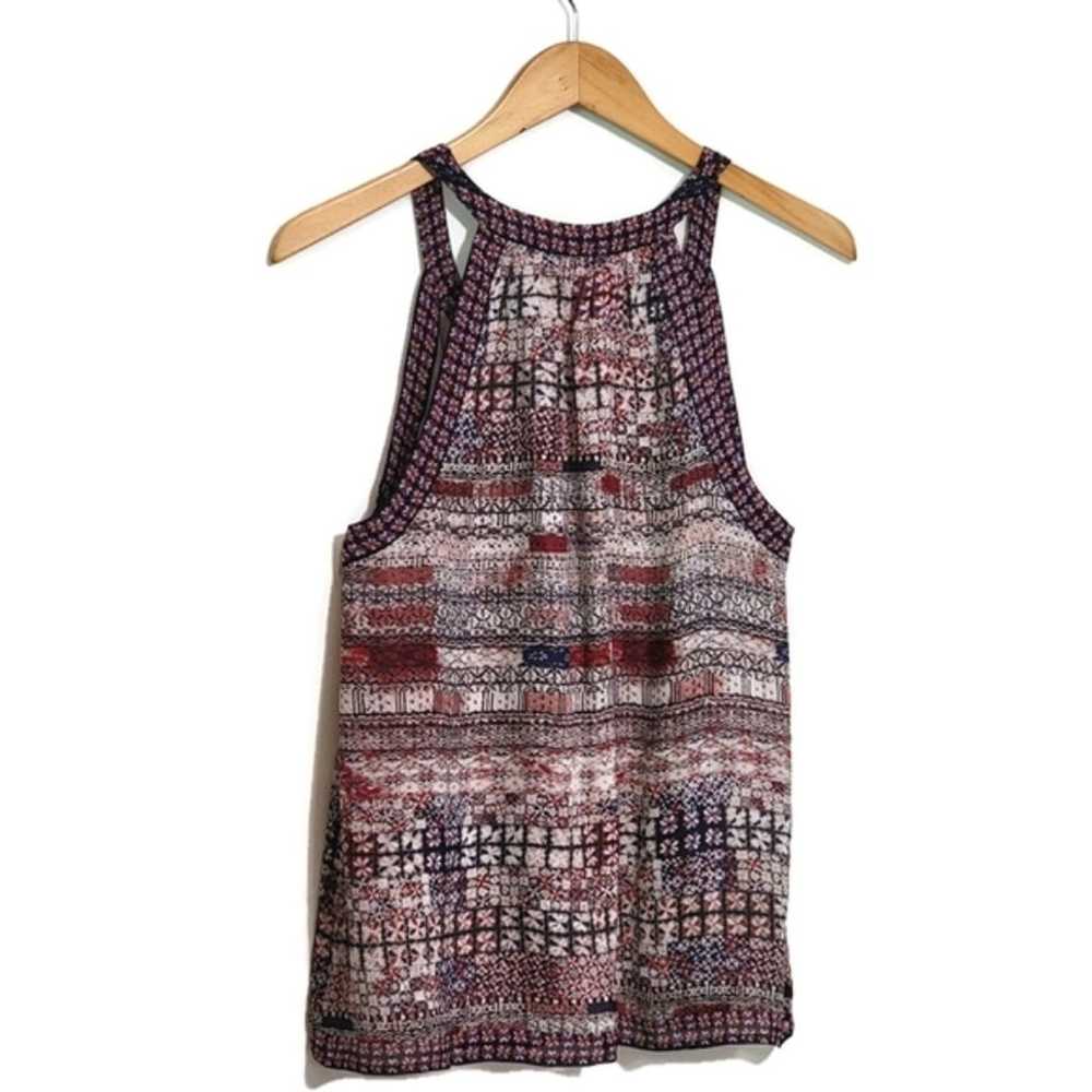 Joie Silk V Neck Sleeveless Print Blue Red Lightw… - image 8