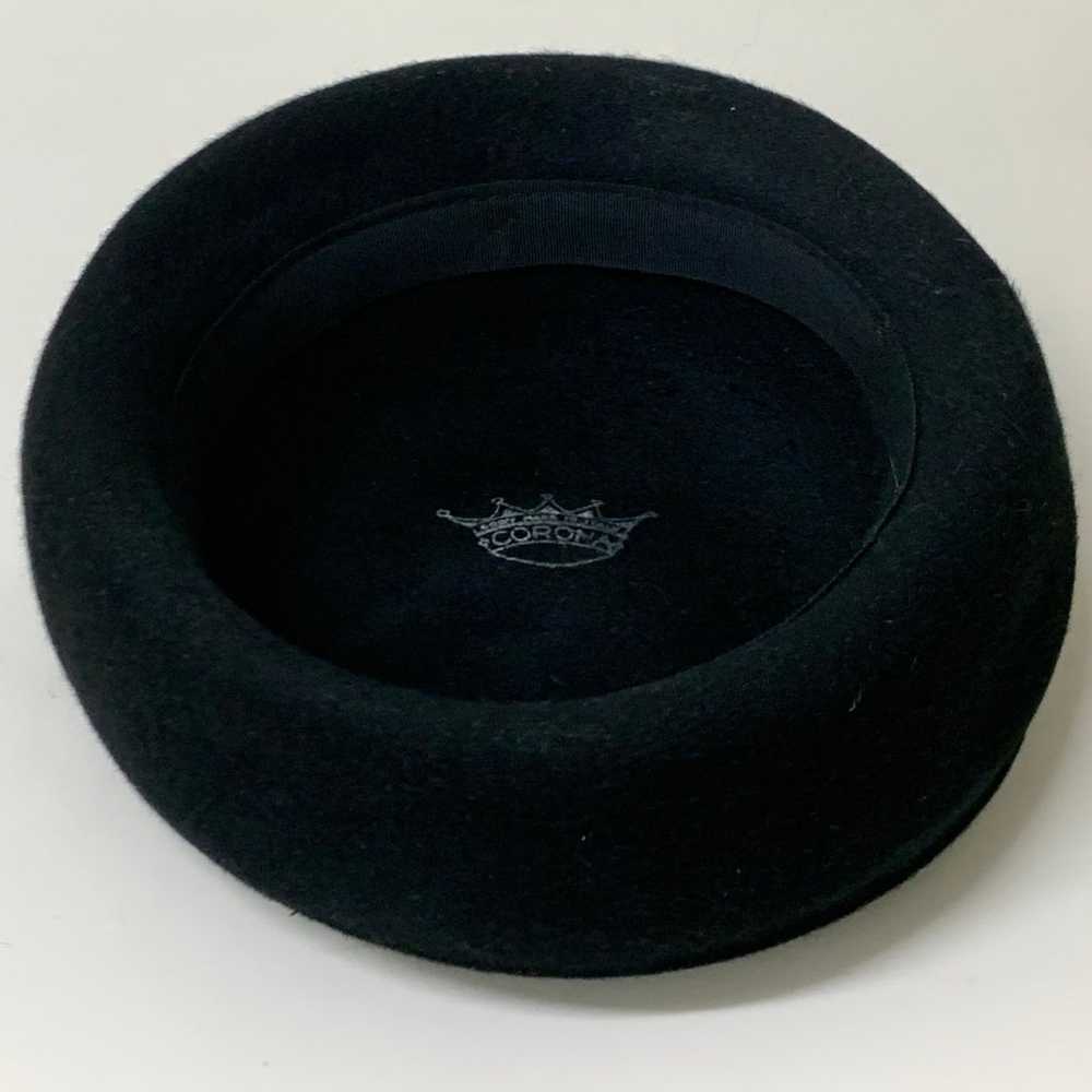 Vintage Women’s Corona Black 100% Wool Felt Hat M… - image 12