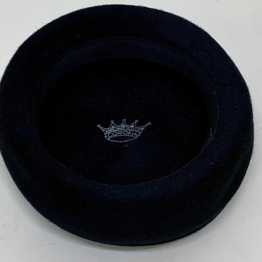 Vintage Women’s Corona Black 100% Wool Felt Hat M… - image 8