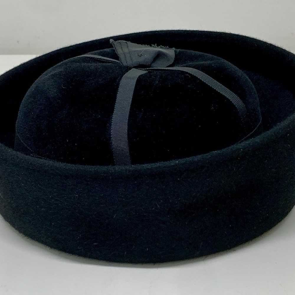 Vintage Women’s Corona Black 100% Wool Felt Hat M… - image 9