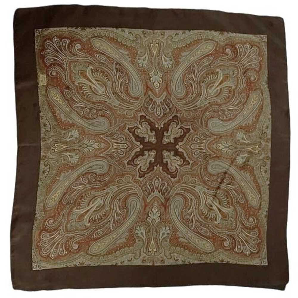 Liberty of London Scarf Silk Scarf Brown Trim Bei… - image 1