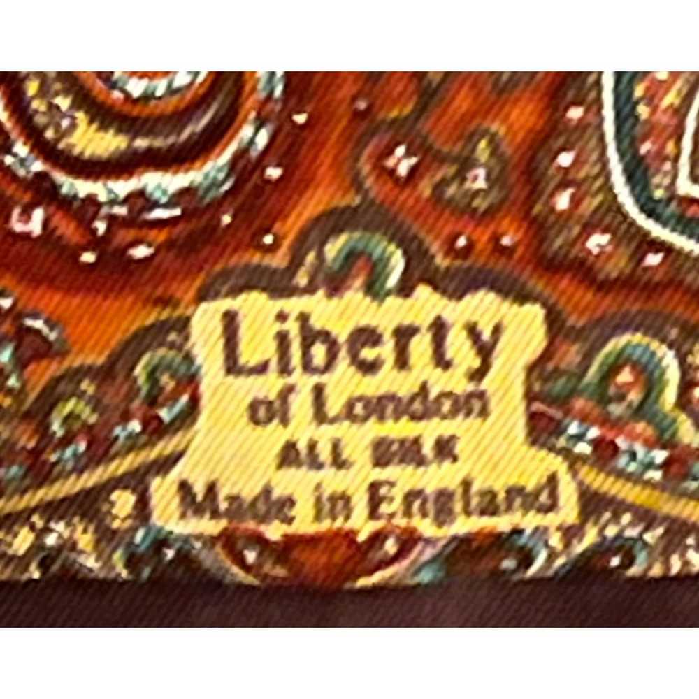 Liberty of London Scarf Silk Scarf Brown Trim Bei… - image 2