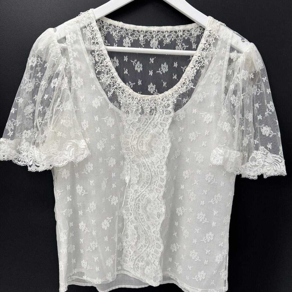 Jessicas Gunnies Gunne Sax prairie blouse lace So… - image 1