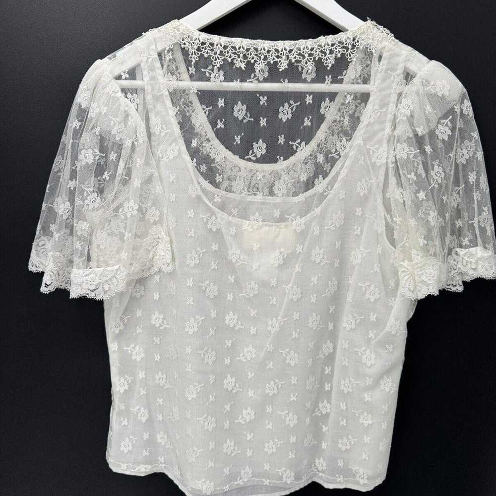 Jessicas Gunnies Gunne Sax prairie blouse lace So… - image 3