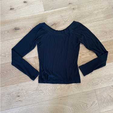 BDG - Emma Long Sleeve Wide Neck Tee in Black