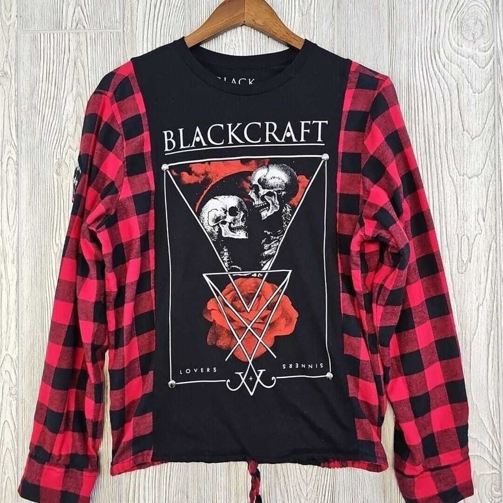 Upcycled Blackcraft Cult T-Shirt Flannel Women's … - image 4