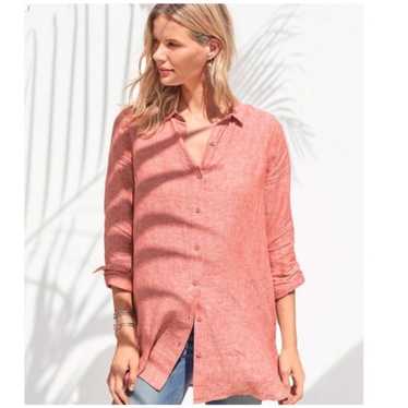 Garnet Hill Easy Linen Button Down in Heathered Or