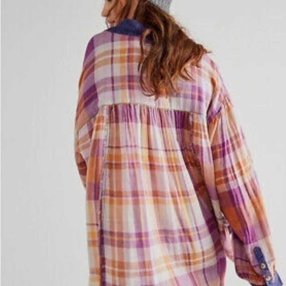 Free people Olivia Plaid  Oversized top size S an… - image 4