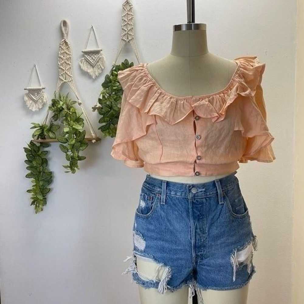 We The Free Peach Crop Ruffled Top - image 1