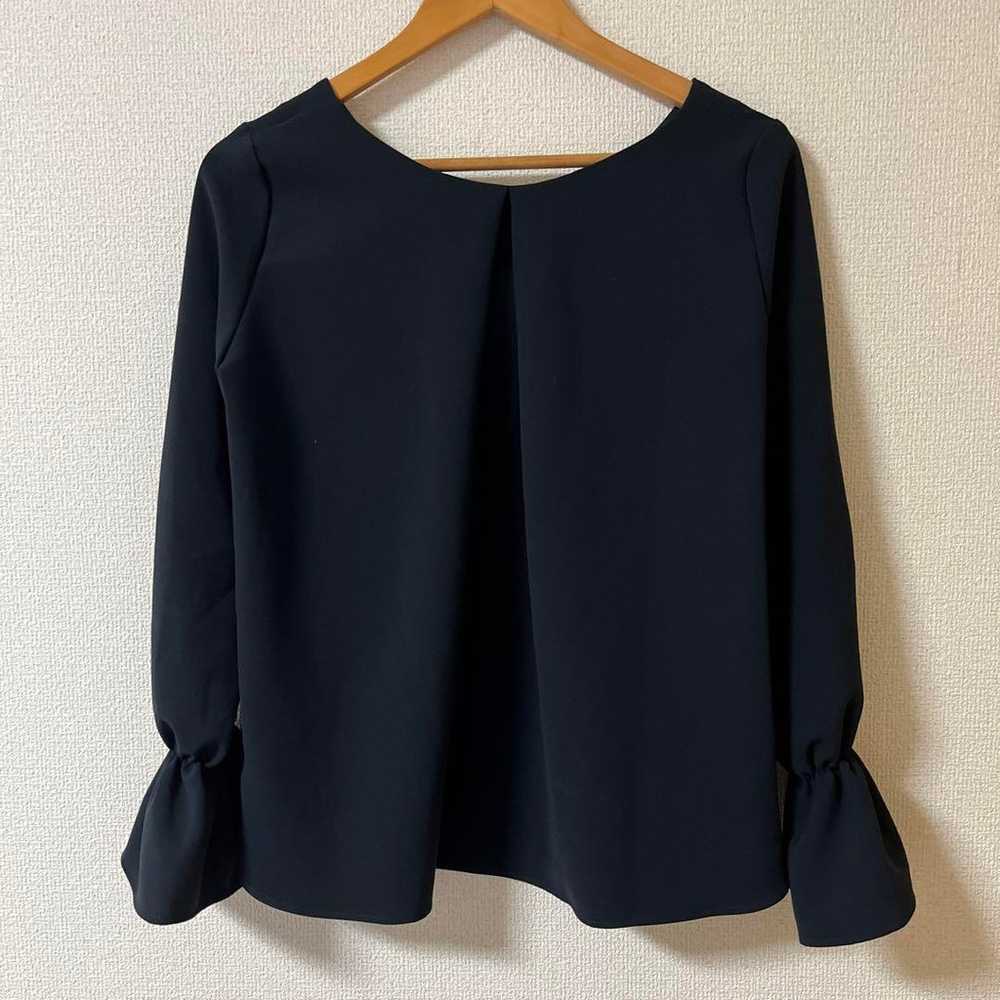 Black V-neck balloon sleeve blouse - Tonal - image 6